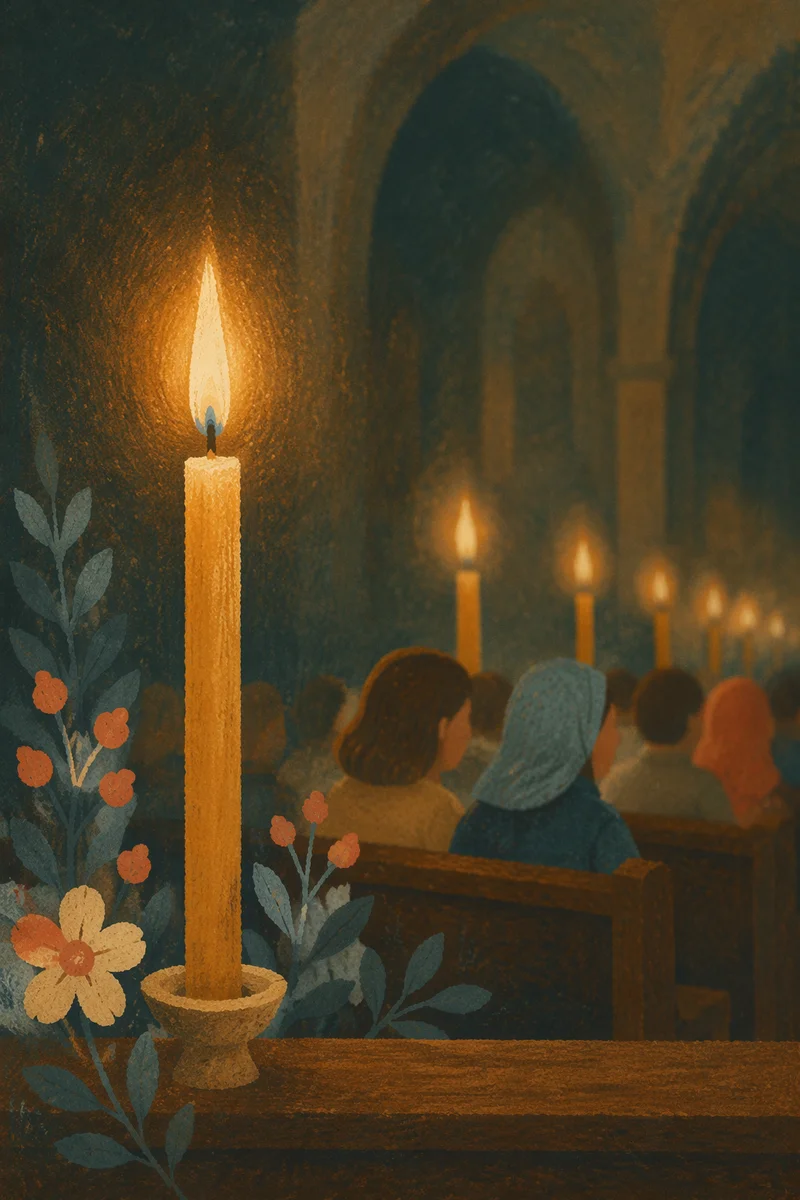 Warm Chapel Candlelight Bokeh Background