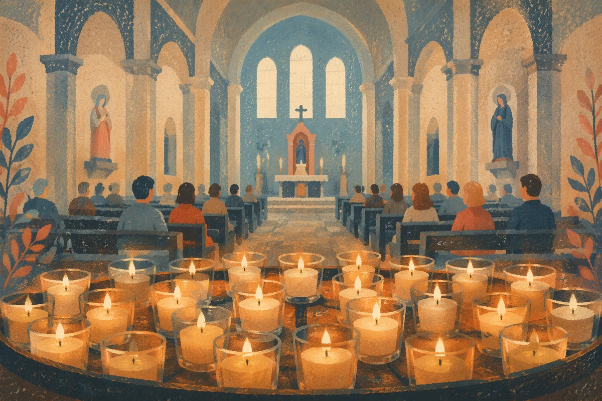 Warm Candle Bokeh in Historic Church