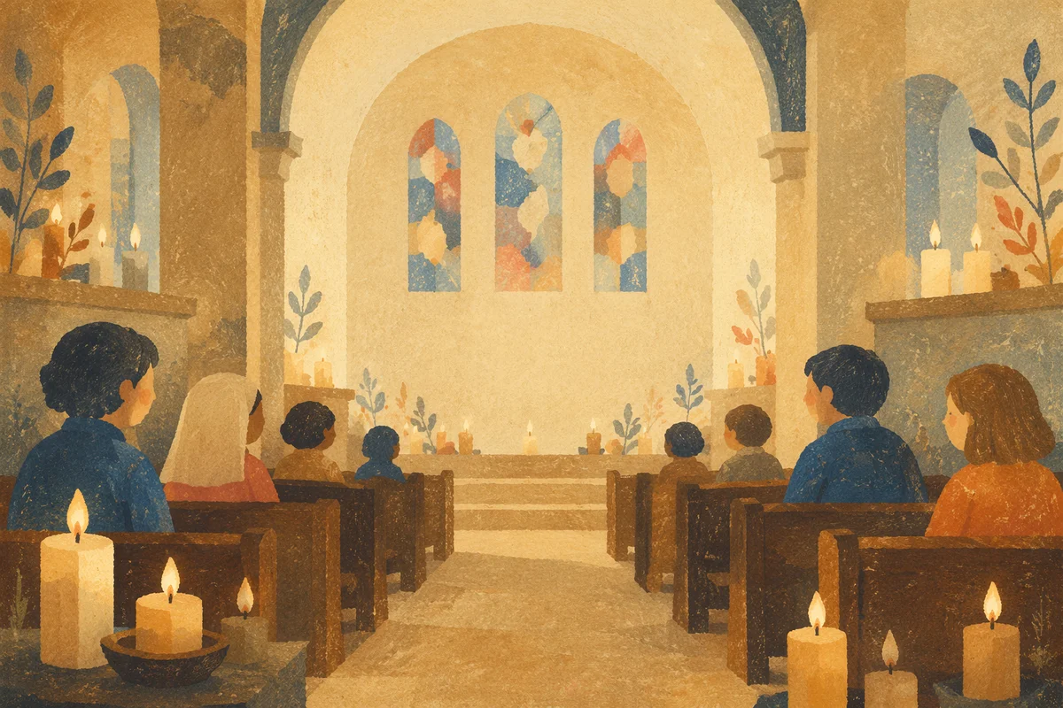 Warm Blurred Chapel Candles Background
