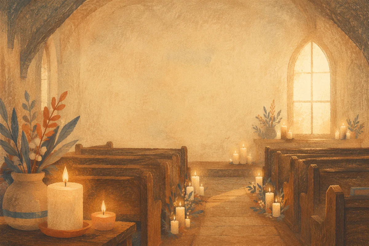 Warm Candlelit Chapel Bokeh Background