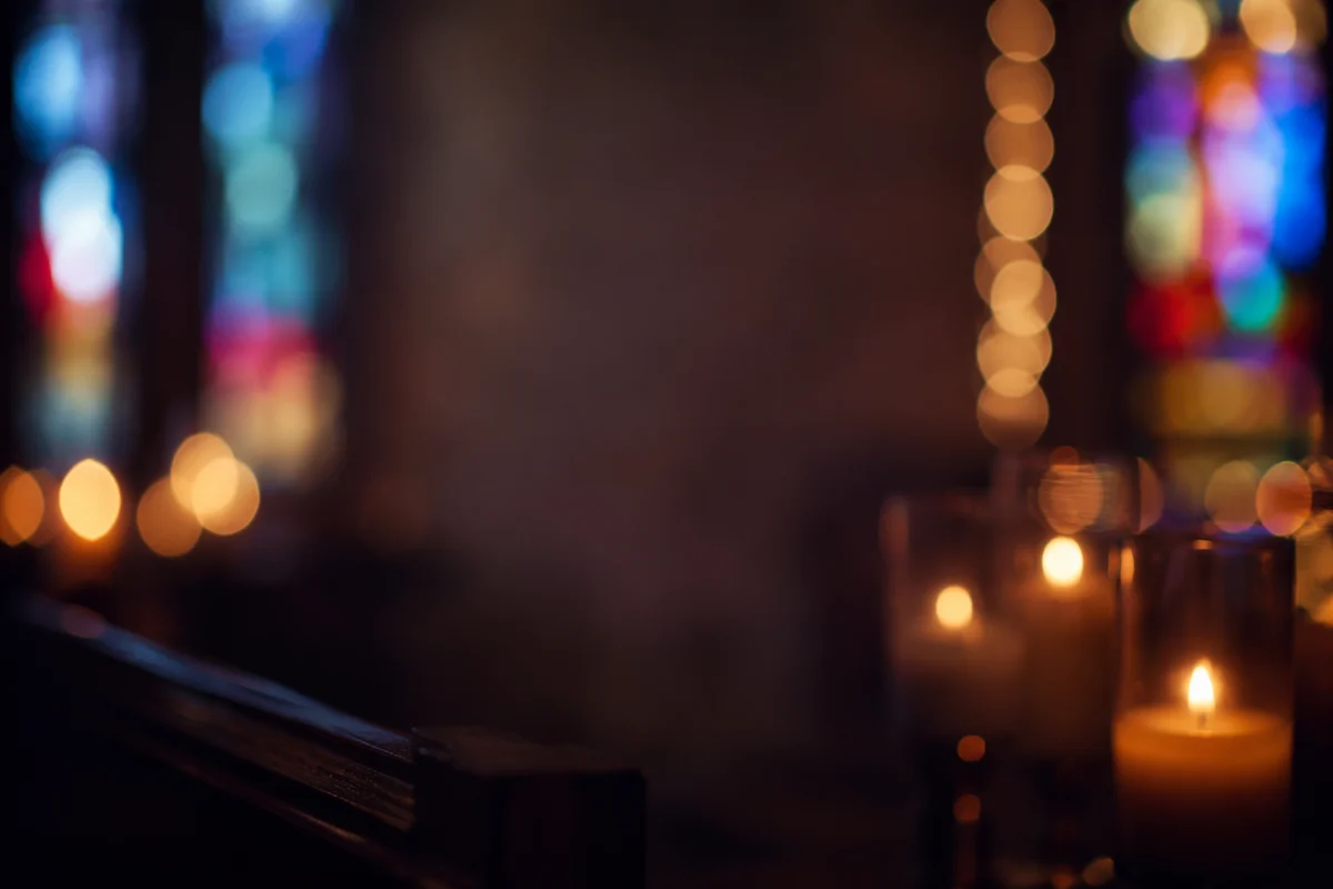Colorful Chapel Bokeh Lights Background