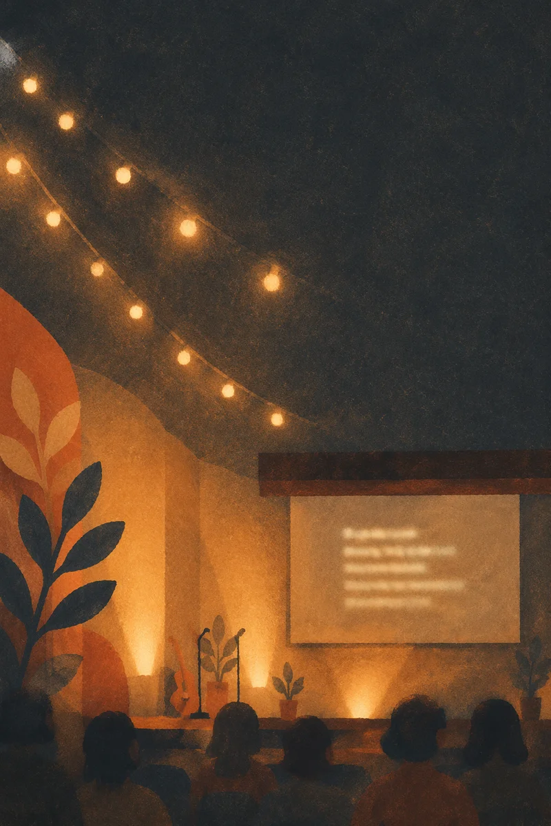 Warm Amber Bokeh Lights in Hall
