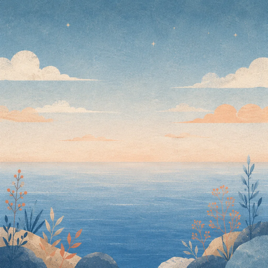 Calm Blue Ocean Horizon at Dawn