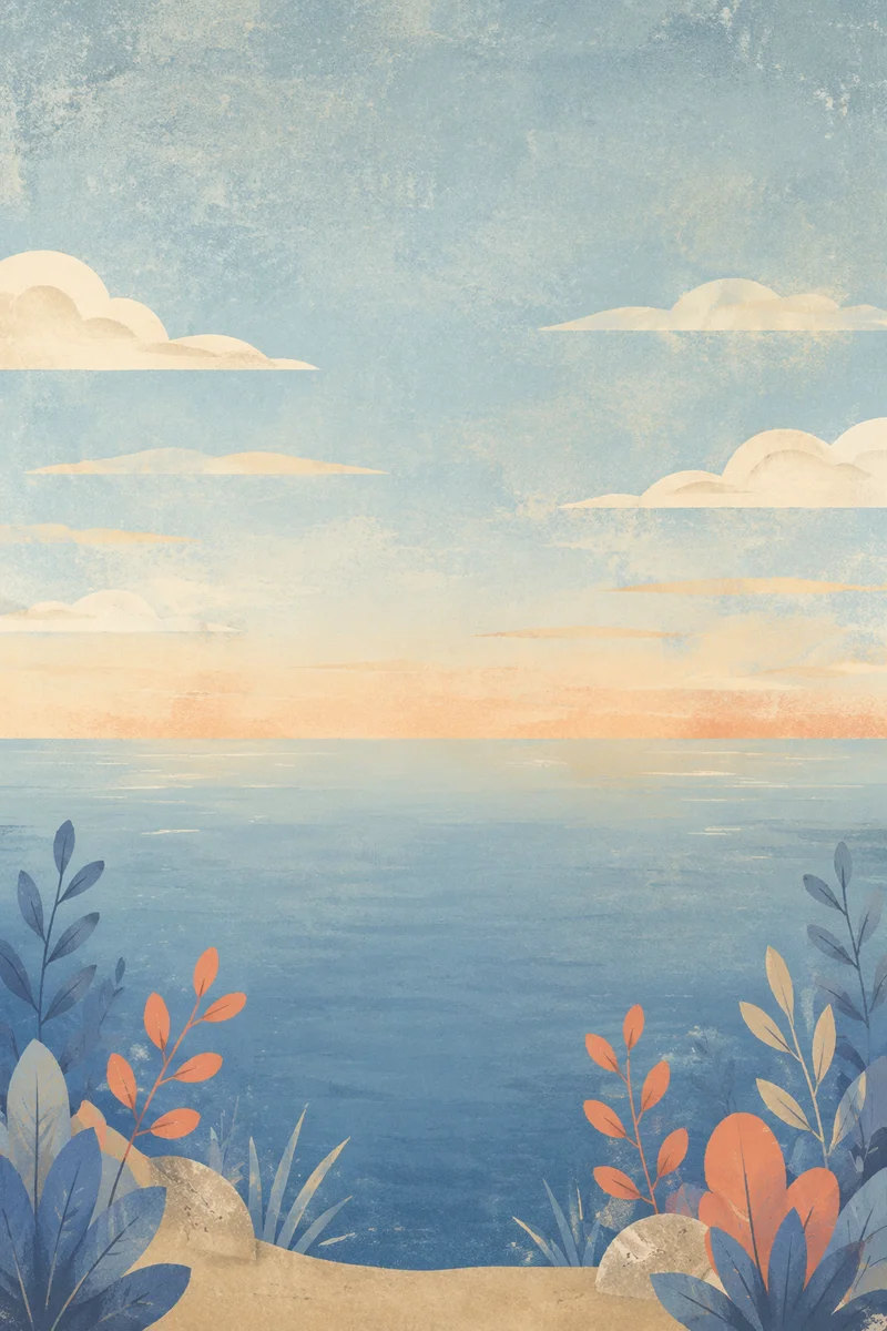 Calm Blue Ocean Horizon Dawn Background