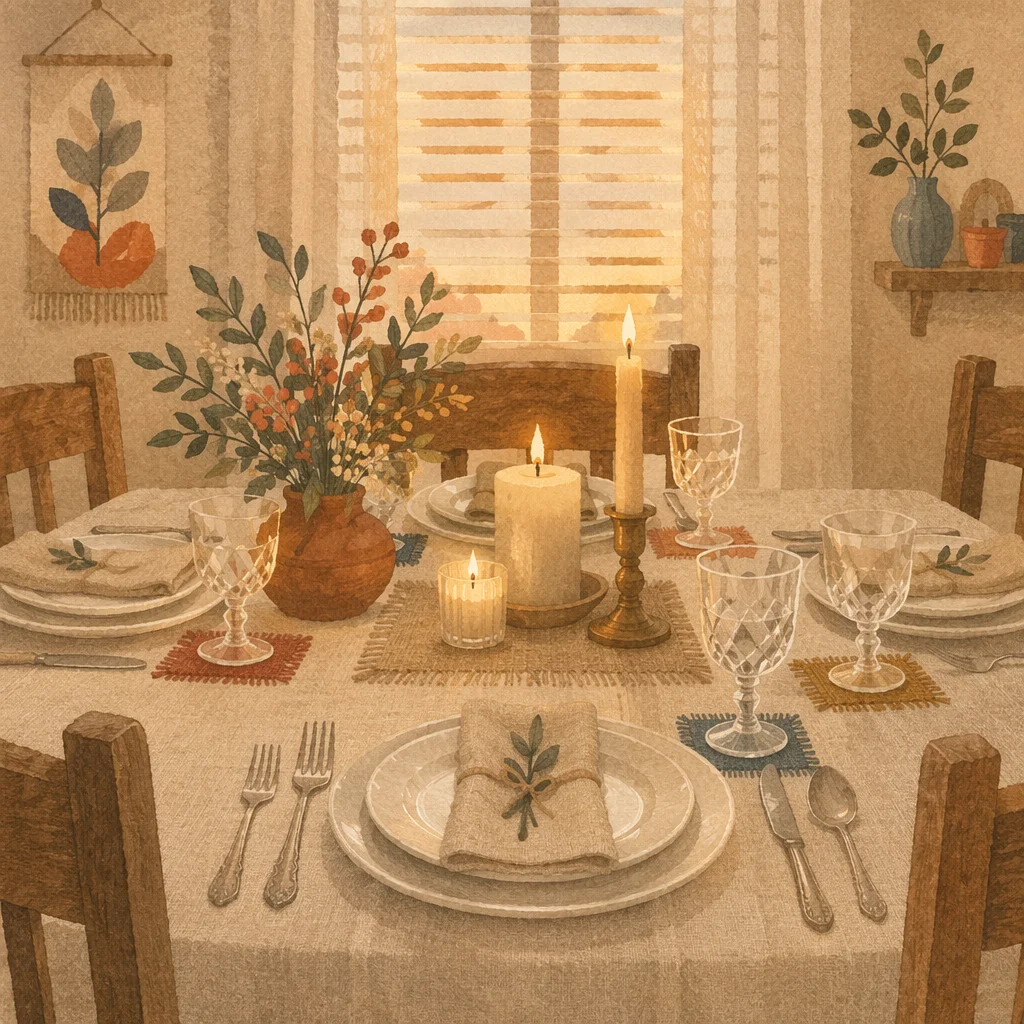 Warm Candlelit Table for Intimate Gathering
