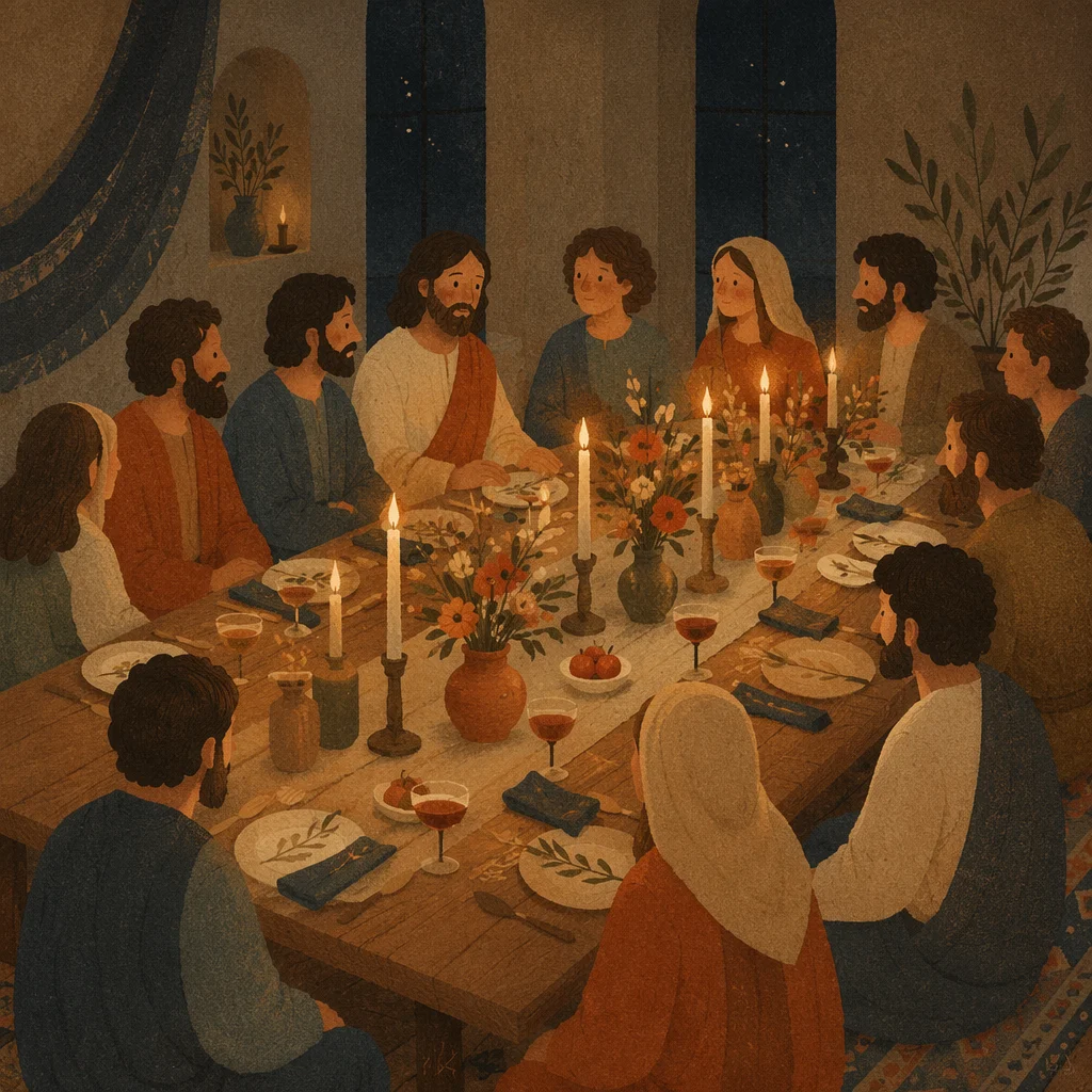 Warm Candlelit Dinner Table Gathering