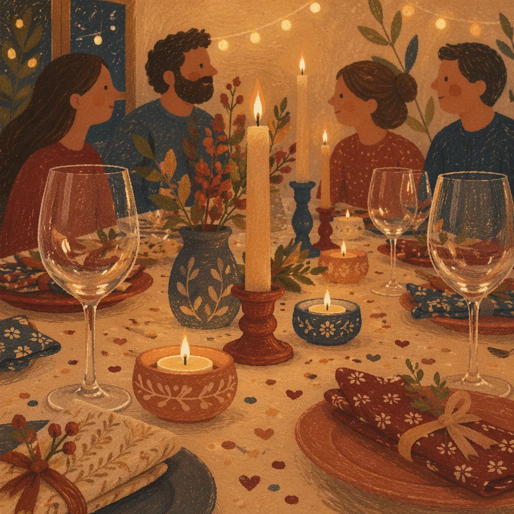 Warm Candlelit Table for Intimate Gathering