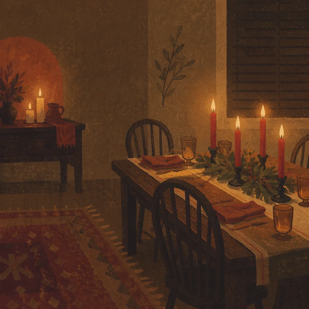 Warm Candlelit Rustic Table Gathering
