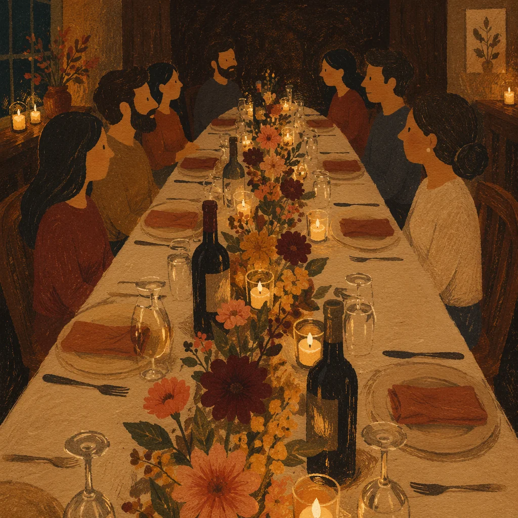 Warm Candlelit Dinner Table Gathering