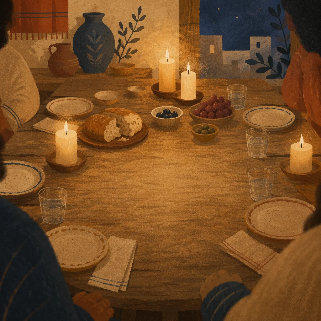 Warm Candlelit Fellowship Table Background