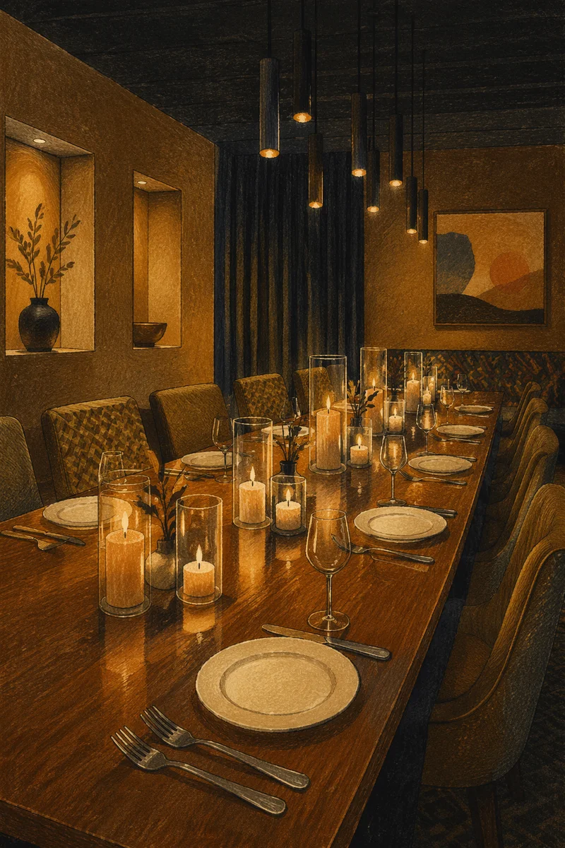 Warm Candlelit Dining Table Background
