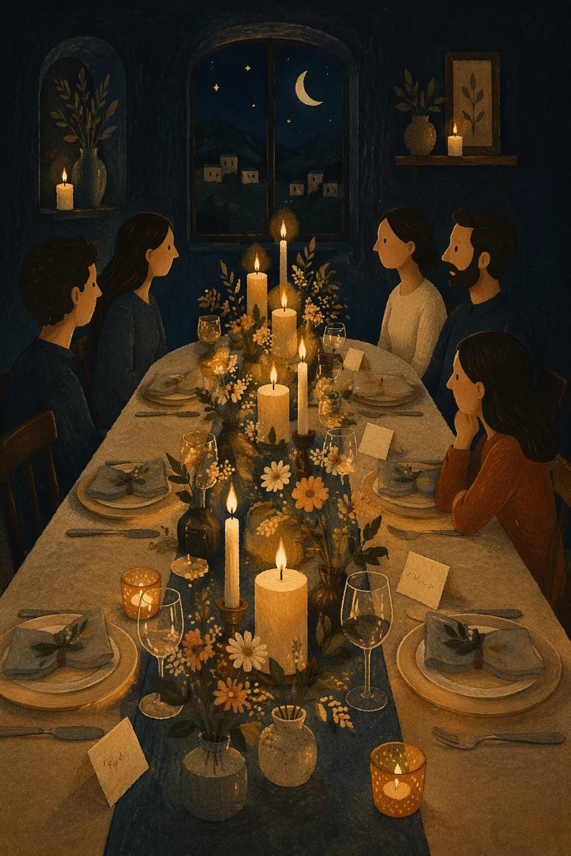 Warm Candlelit Table for Intimate Gathering