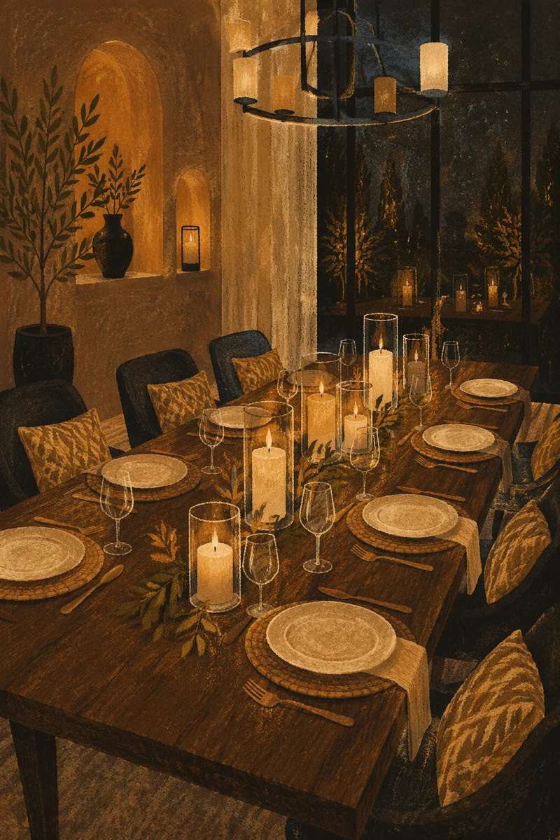 Warm Candlelit Table for Intimate Gathering