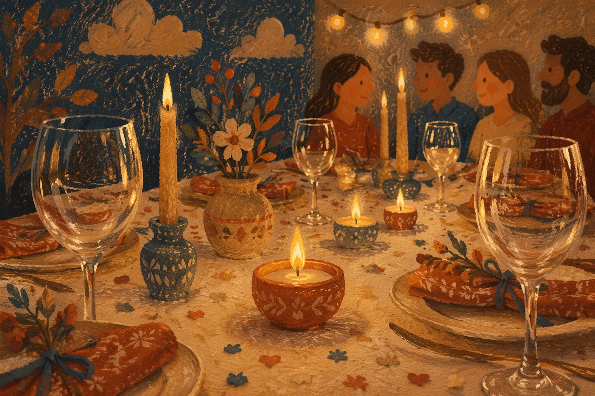 Warm Candlelit Table for Intimate Gathering