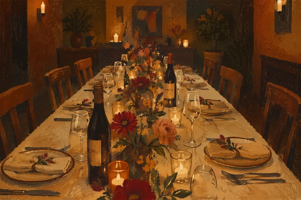 Candlelit Intimate Dinner Table Background