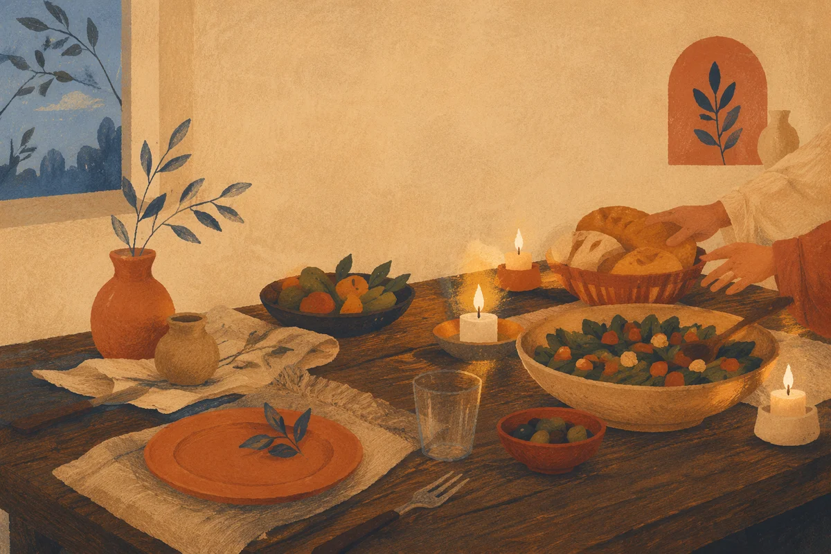 Warm Candlelit Table Background for Gathering