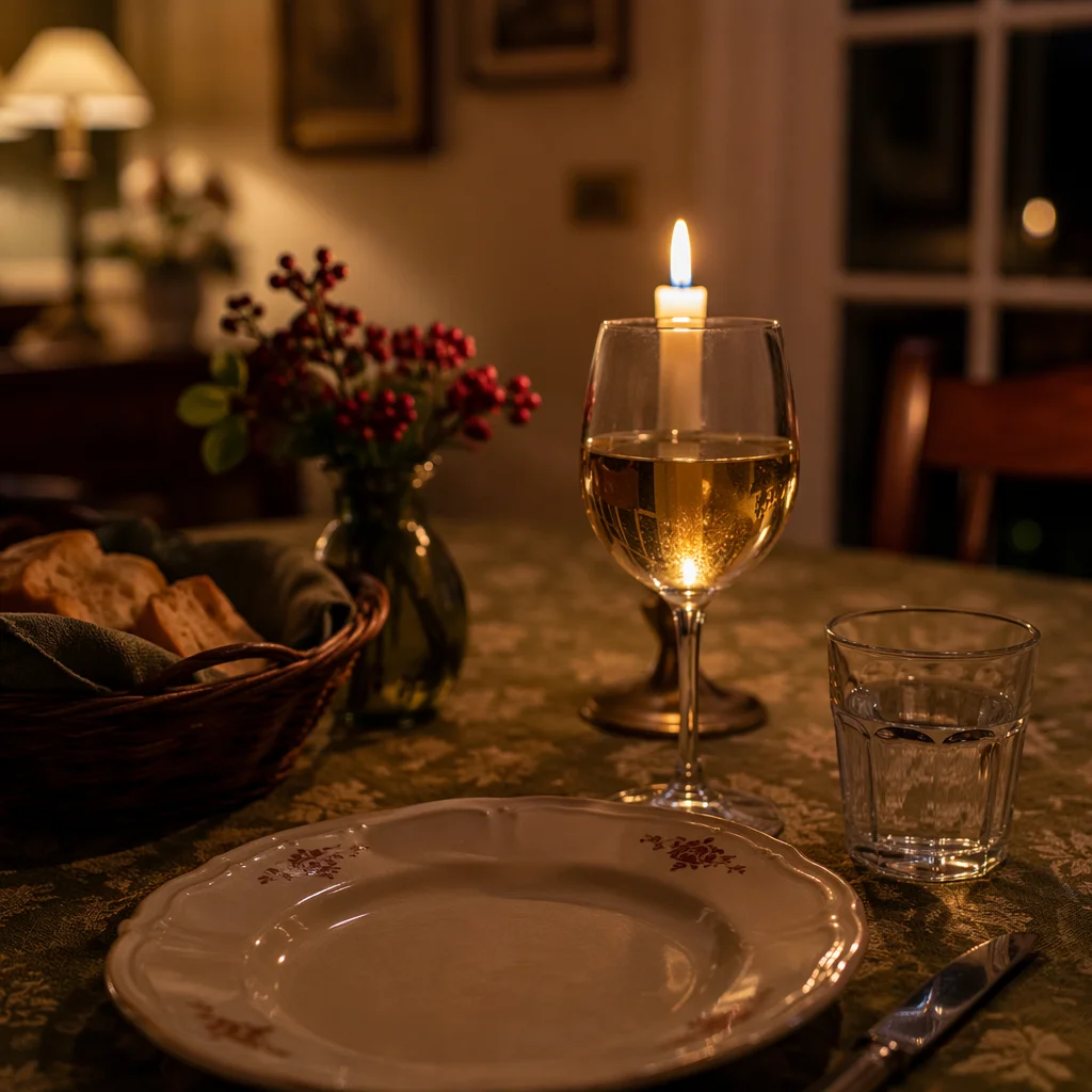 Warm Candlelit Dinner Table Background