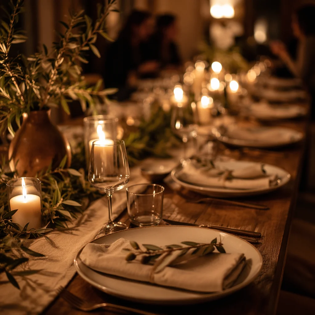Warm Candlelit Table for Intimate Gathering