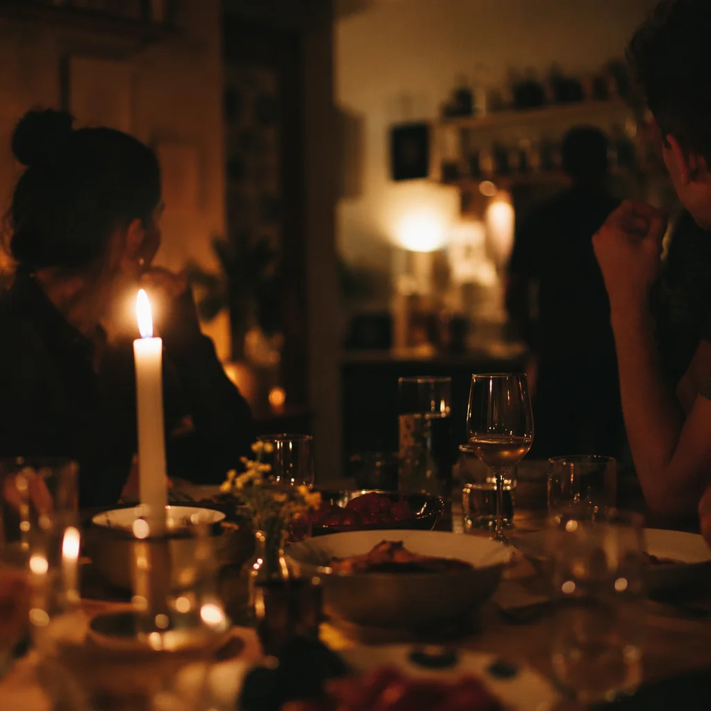 Cozy Candlelit Table for Evening Gathering