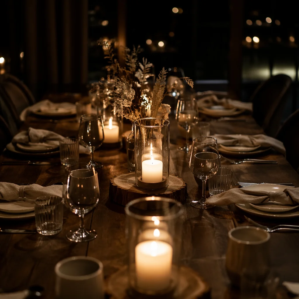 Candlelit Dinner Table in Warm Ambience