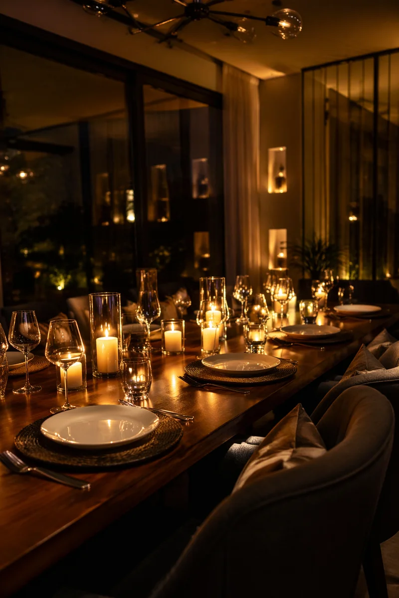 Warm Candlelit Table for Intimate Gathering