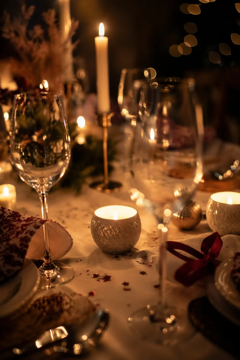 Warm Candlelit Table for Intimate Gathering