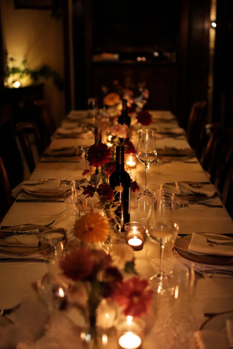 Warm Candlelit Dinner Table Background