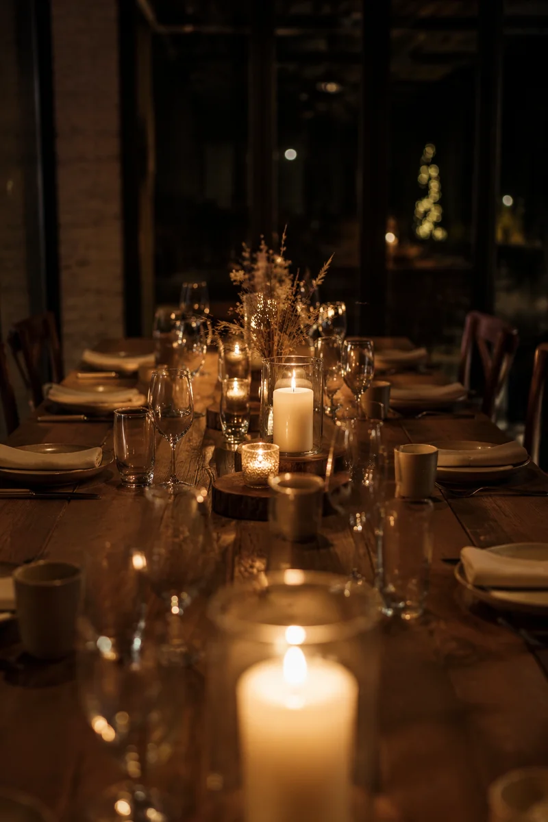 Candlelit Intimate Dinner Table Background