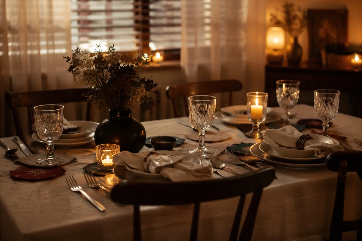 Warm Candlelit Table for Intimate Gathering