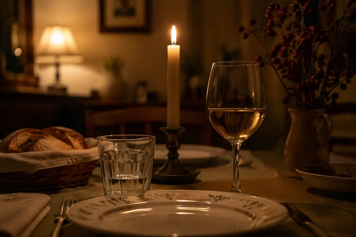 Warm Candlelit Dinner Table Background
