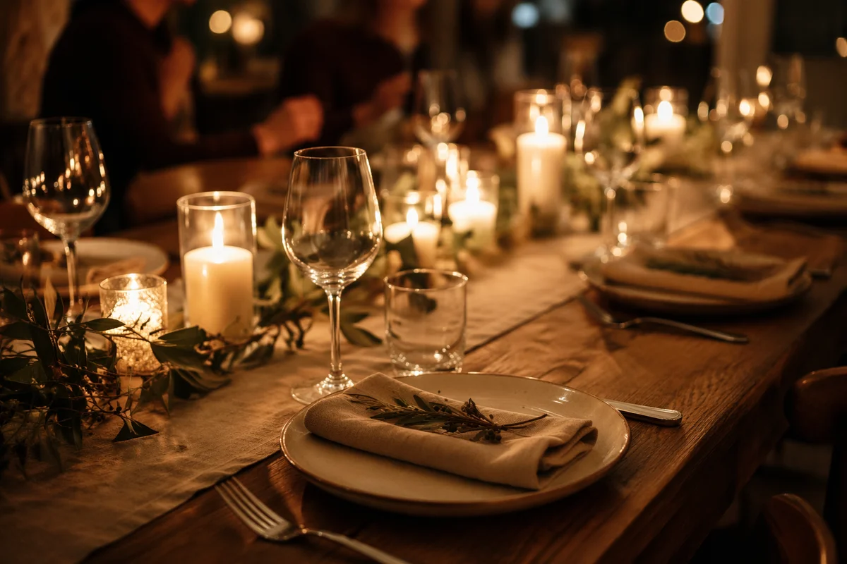 Warm Candlelit Table Background for Gatherings
