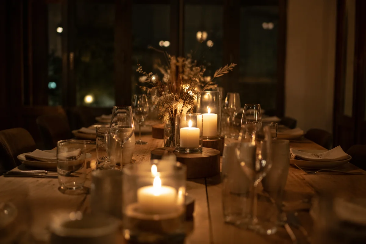 Candlelit Dinner Table Background for Gatherings
