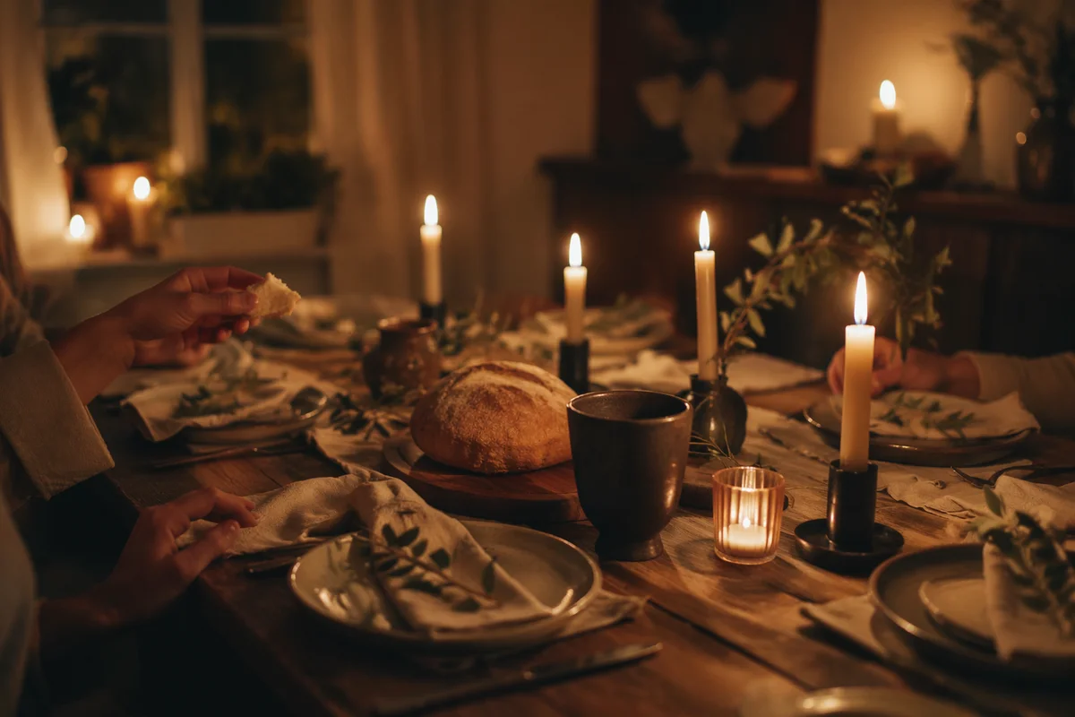 Warm Candlelit Christian Fellowship Table