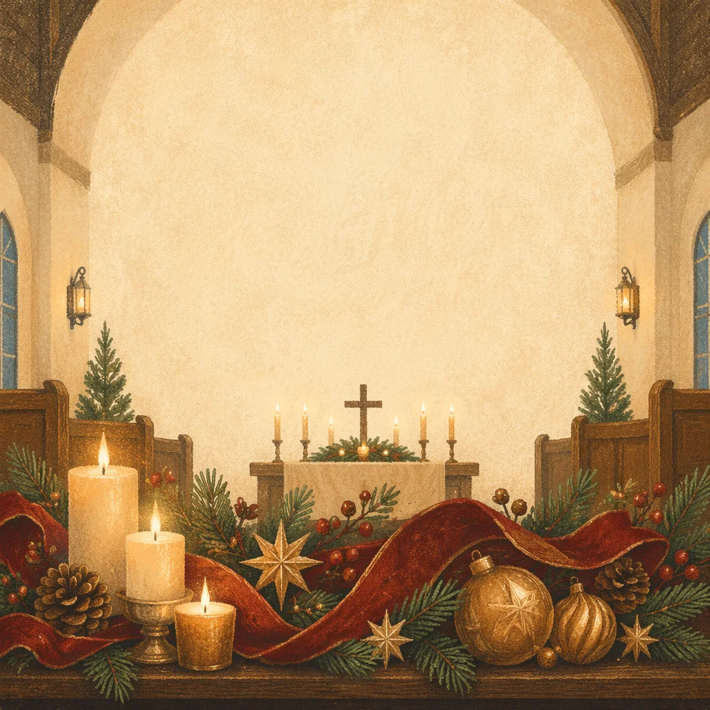 Christmas Decor with Candles in Chapel
