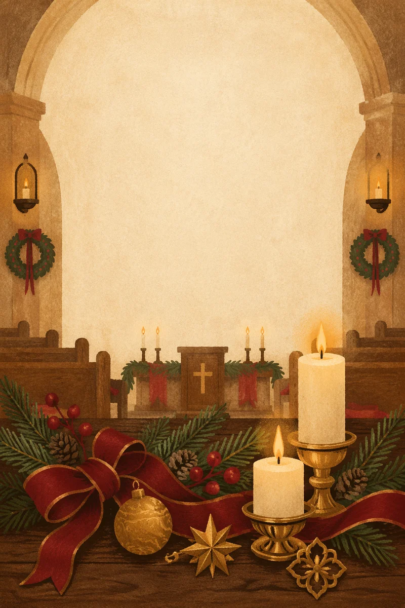 Christmas Decor with Candles in Chapel