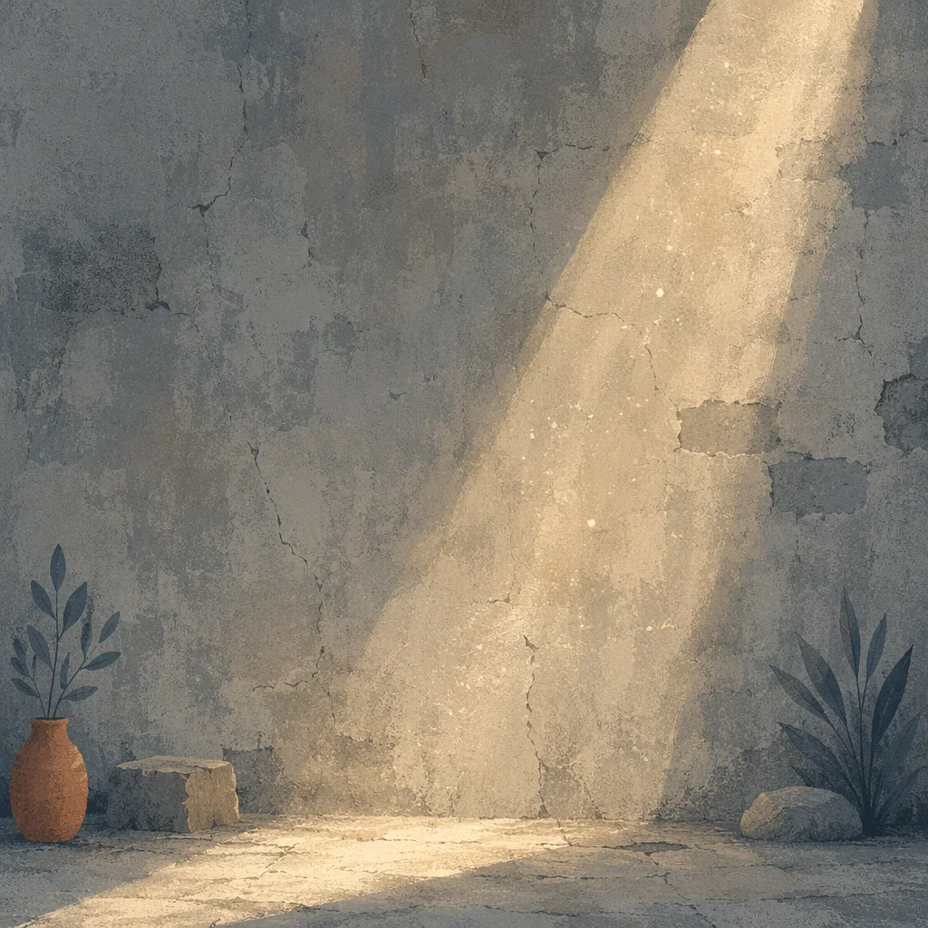 Concrete Wall with Single Sunbeam