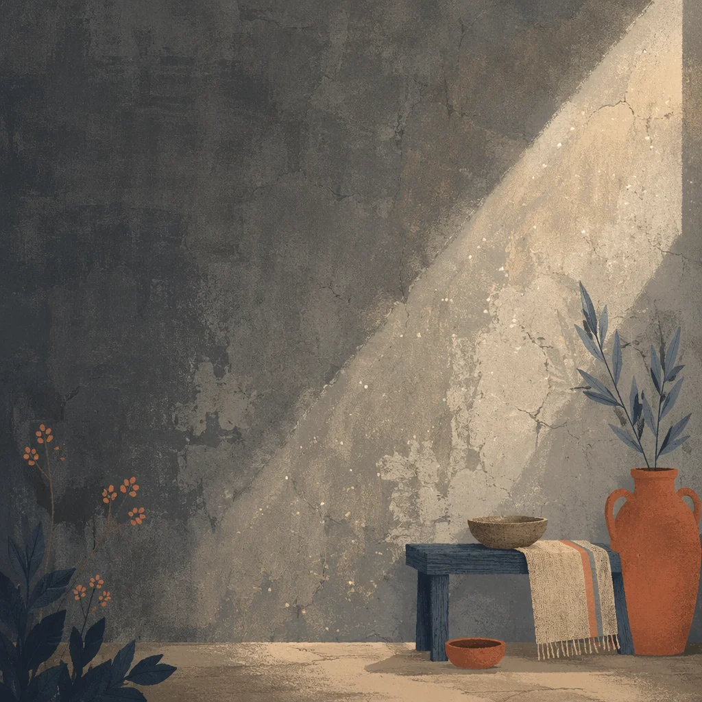Dramatic Sunbeam on Weathered Chapel Concrete
