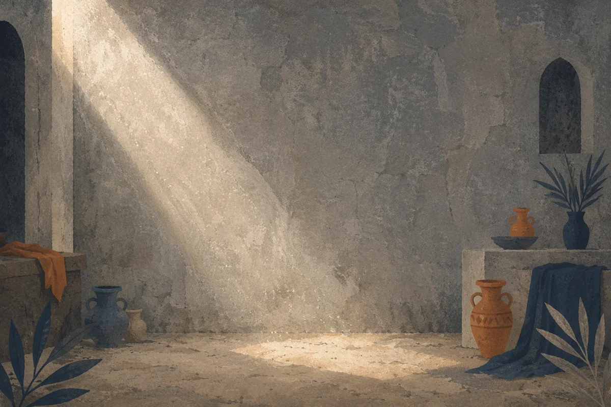 Dramatic Light Beam on Concrete Chapel Wall