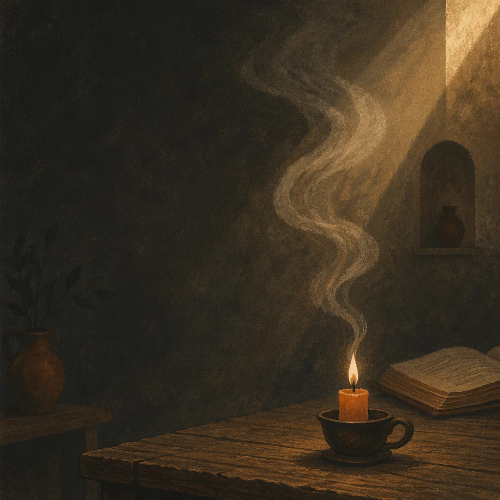 Dramatic Chapel Smoke and Candle Background