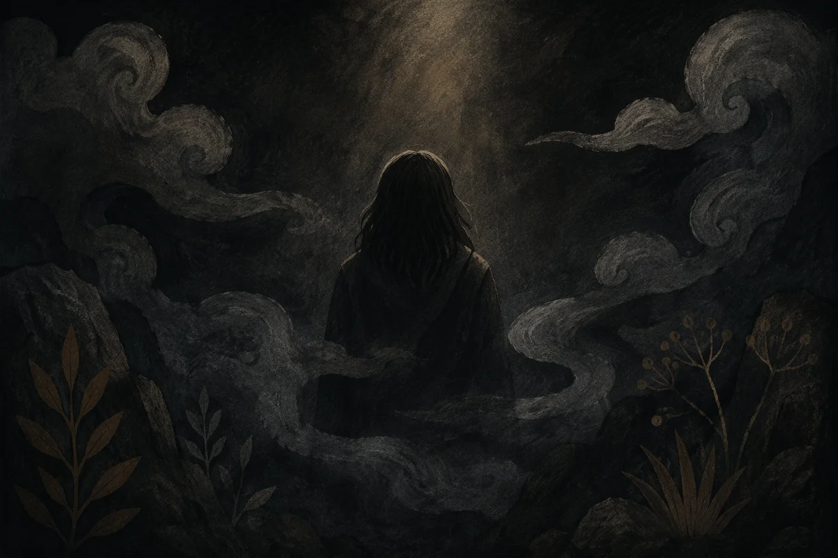 Dark Moody Smoke Background with Silhouette