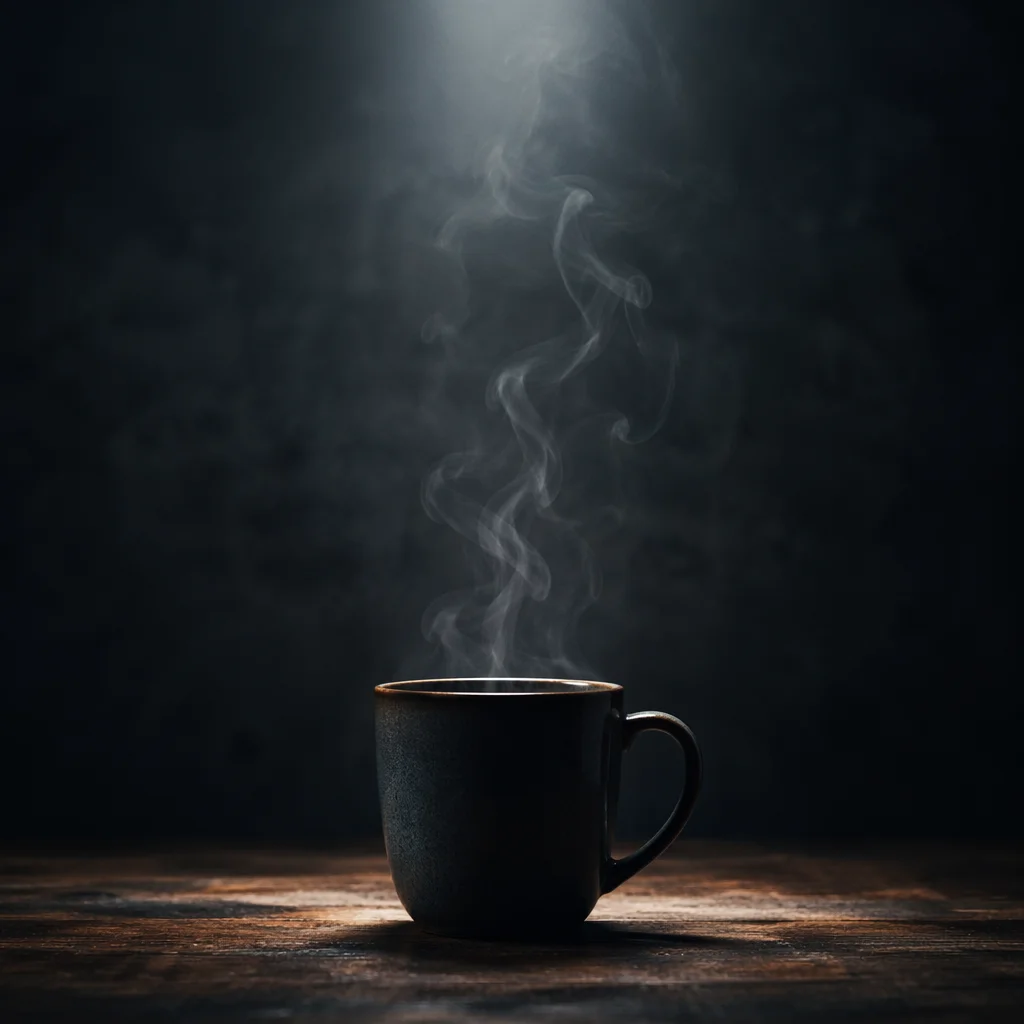 Dark Moody Mug With Rising Steam