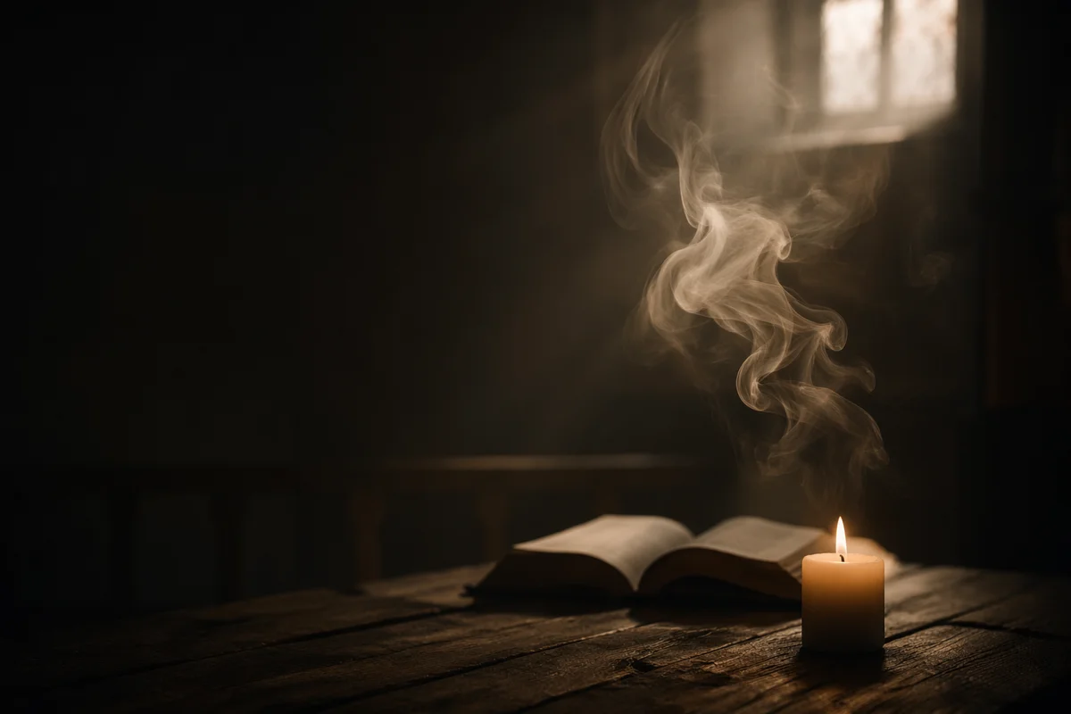 Dramatic Chapel Candle Smoke Background
