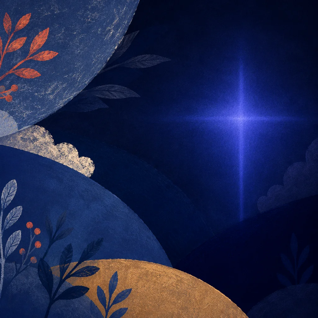 Subtle Glowing Cross on Navy Abstract Background