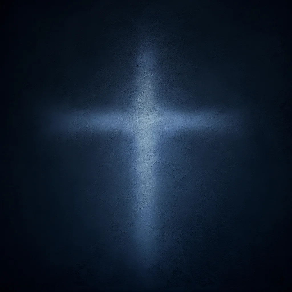 Subtle Cross Glow on Navy Wall