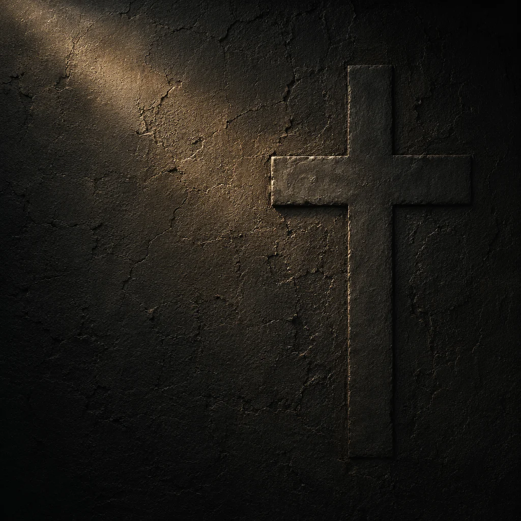 Dark Textured Wall with Subtle Cross