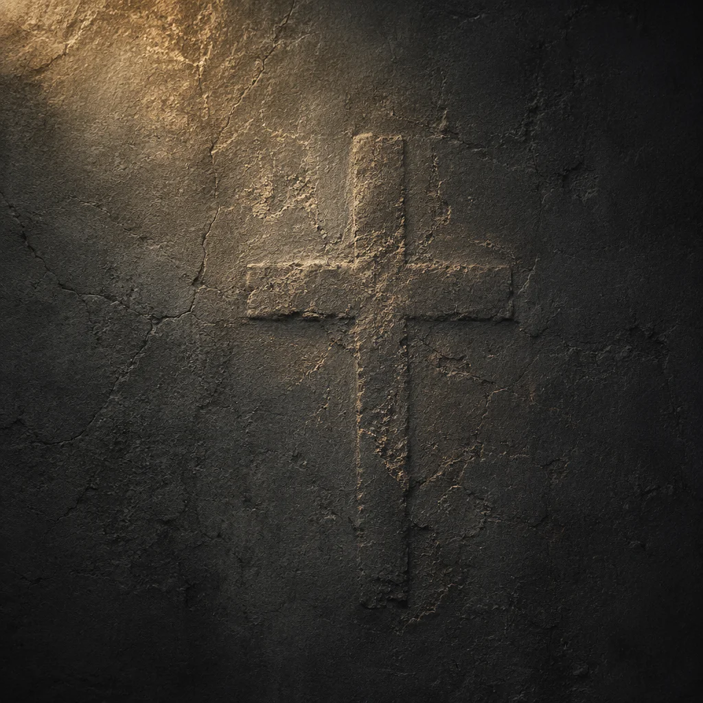 Subtle Cross on Dark Textured Wall