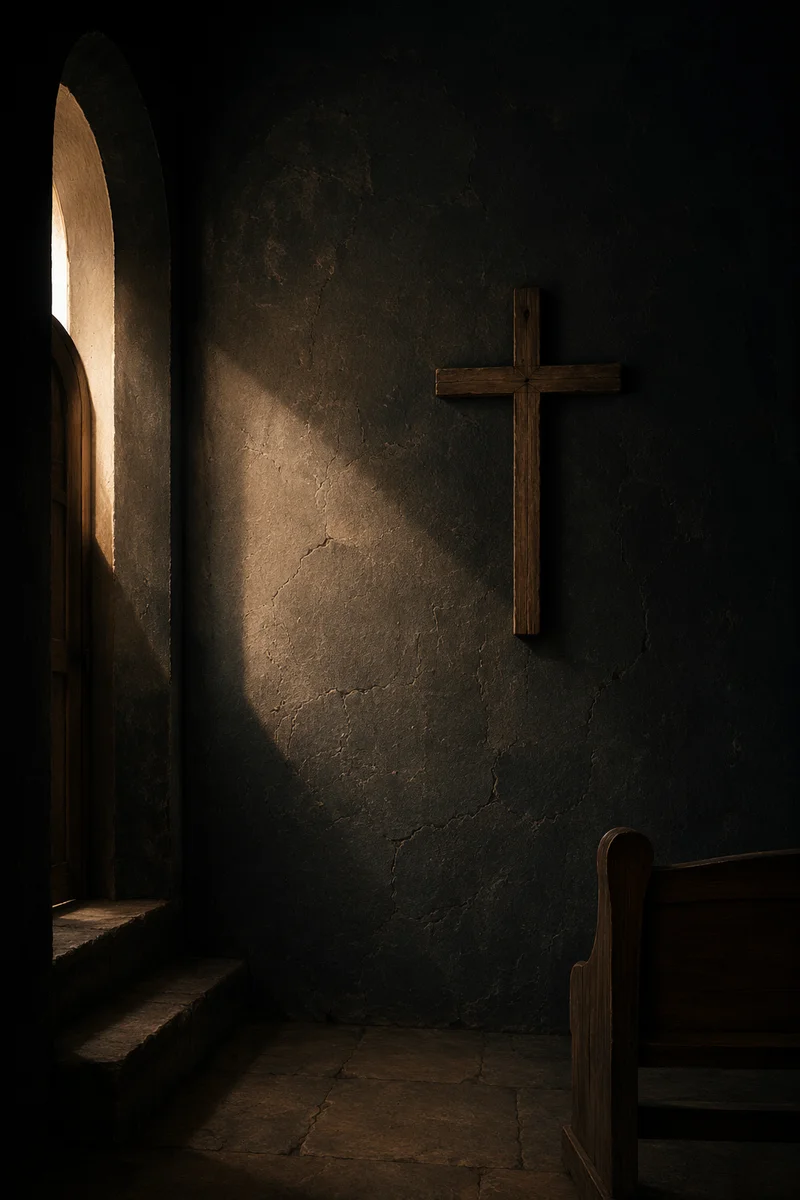 Subtle Cross on Dark Textured Wall