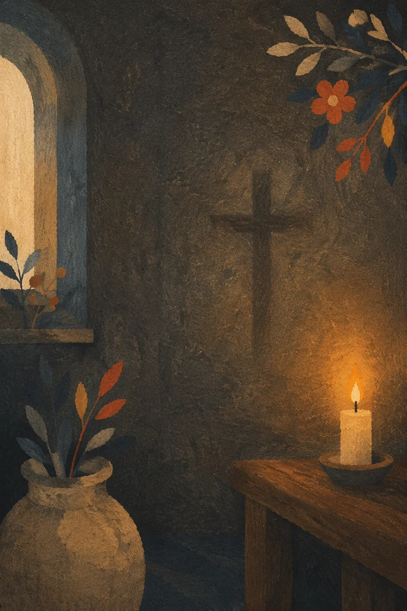 Dark Chapel Wall with Subtle Cross