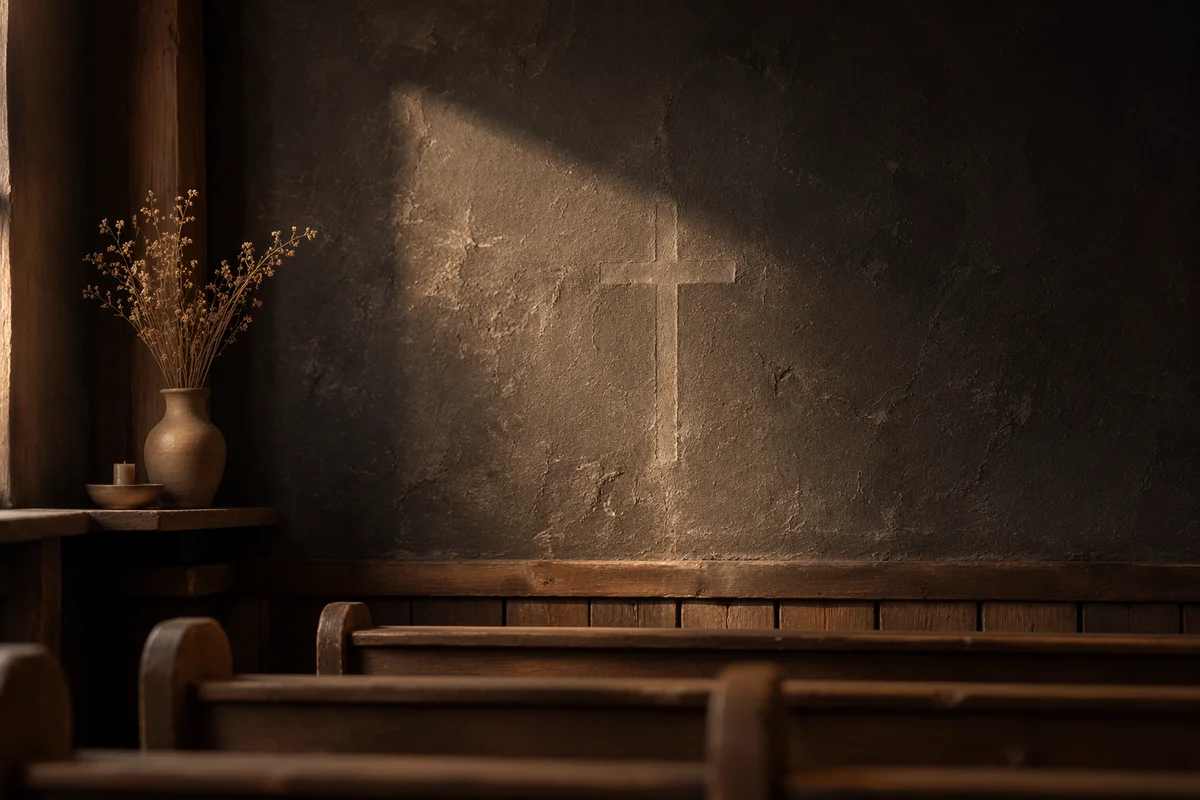 Subtle Cross on Dark Chapel Wall
