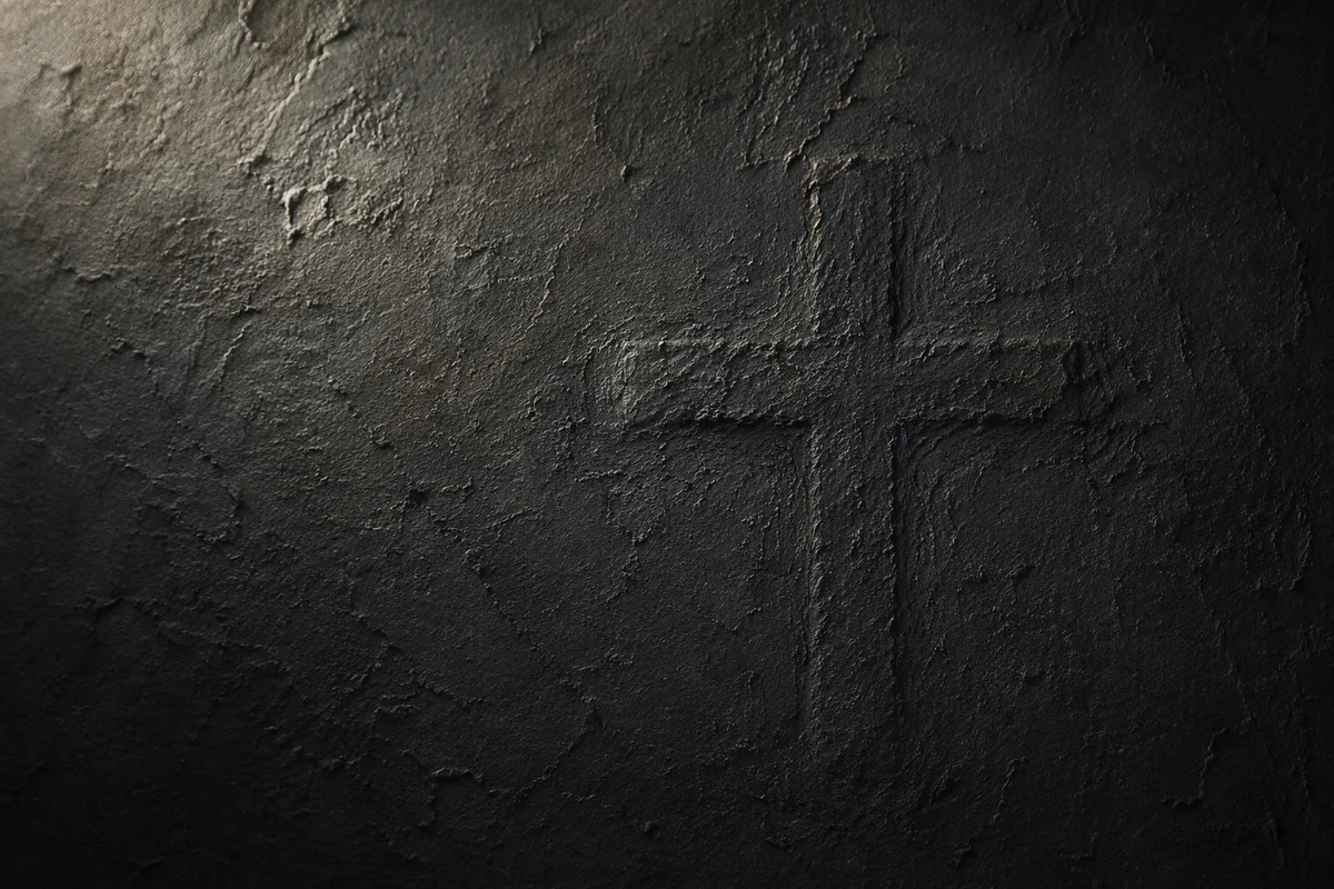 Dark Textured Wall with Subtle Cross